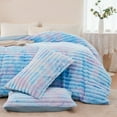thumbnail image 7 of ZRNBAST Plush Fleece Comforter Set Full Size, Tie-dye Pink Blue Super Soft Faux Fur Bedding, Fluffy Bed Set for Winter, Fuzzy Comforter with 2 Pillowcases(Pink Blue,Full), 7 of 7