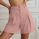 thumbnail image 2 of Pantalones cortos anchos para mujer - Largo hasta la rodilla, cintura elástica - Elegante y casual - Bolsillos, corte entallado - S-XXL, 2 of 4