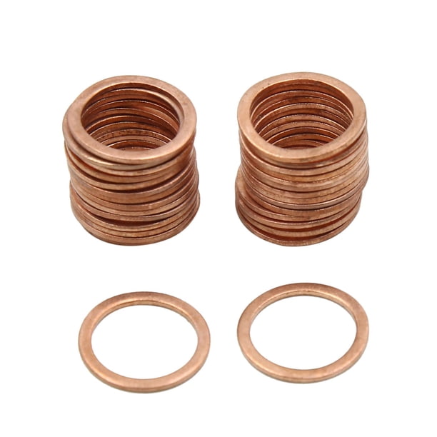 Juntas De círculos Planos De Sellados Arandelas De Aplastamiento De Cobre 14x18mm De Diám. 30Pcs