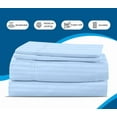 thumbnail image 5 of 700 Thread Count 100% Egyptian Cotton Sleeper Sofa Bed Sheet Set Stripe Queen XL Size (60"x 80"x 7" ) with 4 -PCS Fitted Straps Sky Blue, 5 of 6