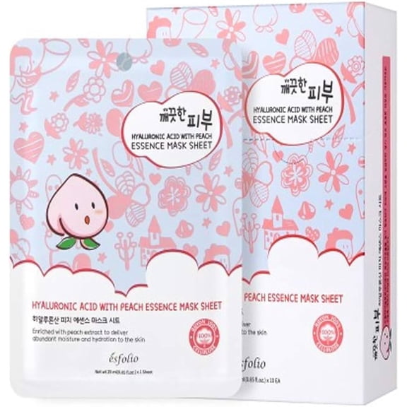 (10 Pack) Esfolio Pure Skin Peach Essence Korean Face Mask Sheet Soothing Moisturizing
