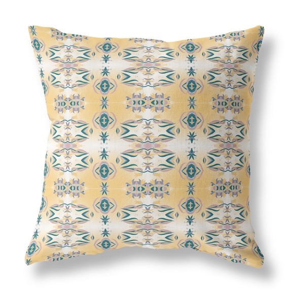 Flowers of Strength Throw Pillow in White and Yellow 18x18