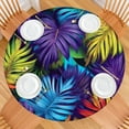 thumbnail image 2 of Colorful Leaf Pattern Round Fitted Tablecloth with Elastic Edge,Dining Table Cover Waterproof,Outdoor Round Tablecloth for Camping,Dining,Indoor and Outdoor, 2 of 7