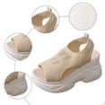 thumbnail image 6 of Rokment Womens Platform Wedges Walking Running Sandals Breathable Comfortable Mesh Hollow out Height Increasing Chunky High Heels Athletic Work Nursing Summer Shoes Beige Size 6, 6 of 8