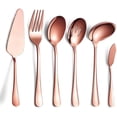 thumbnail image 1 of Duomi Ensemble de Couverts en Cuivre 6 Pcs, Ensemble d'Ustensiles de Service en Acier Inoxydable, Comprend Serveur de Gâteau, Cuillère à Fentes, Cuillère de Service, Fourchette à Viande Froide, Couteau à Beurre, Louche à Soupe, 1 of 4