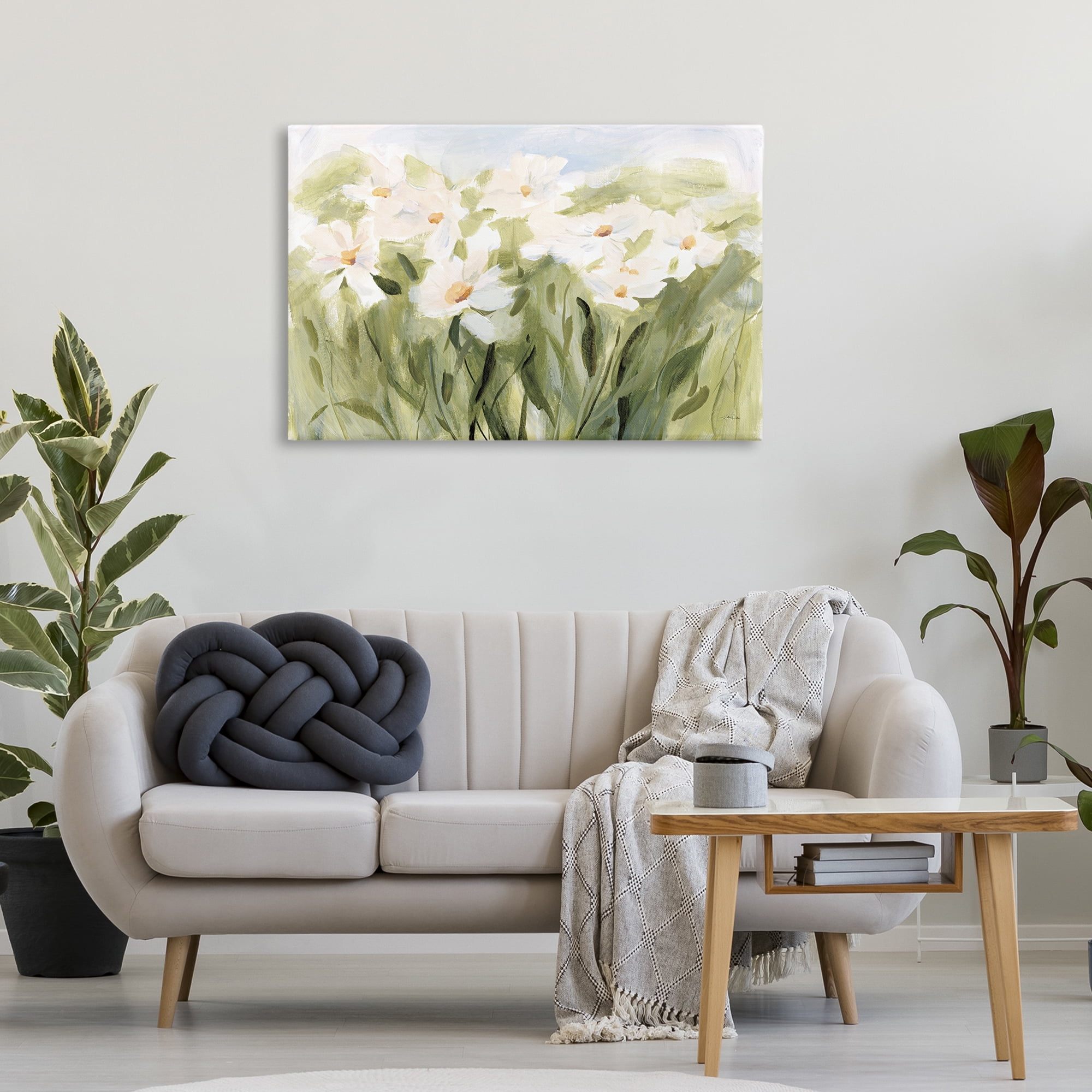 Stupell Industries Daisy Meadow View Botanical & Floral Painting Gallery Wrapped Canvas Art Print Wall Art, 36 x 24