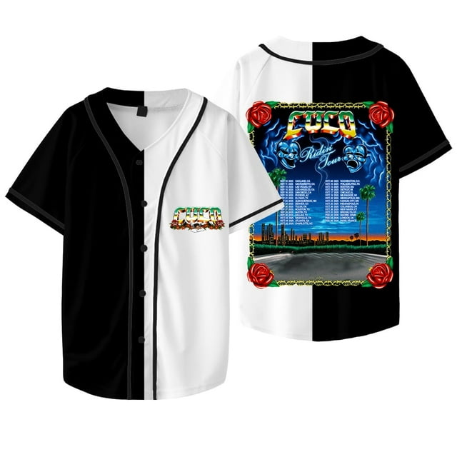 Cuco Ridin Tour 2025 Merch Baseball Jacket Tee Women Men V-neck Short Sleeve T-shirts,Style 10,S