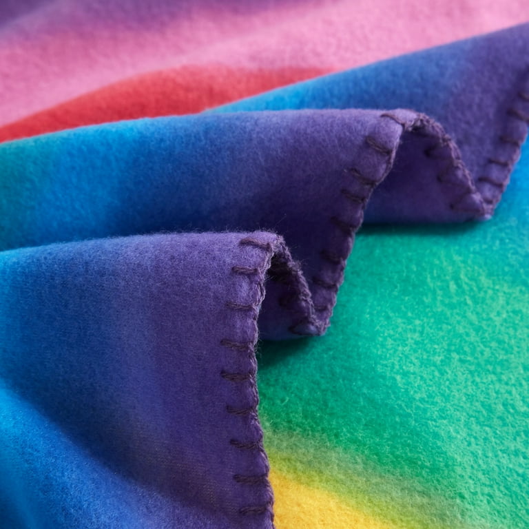 Rainbow fleece throw sale