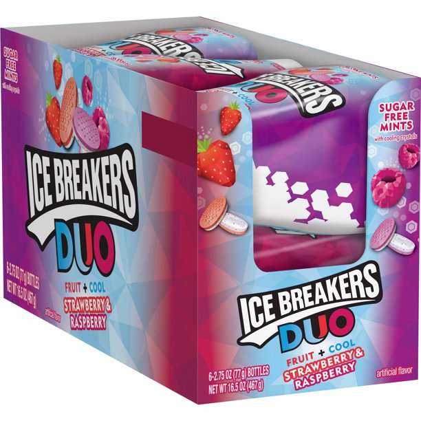 Ice Breakers Duo, Strawberry & Raspberry Flavored Breath Mints , 2.75