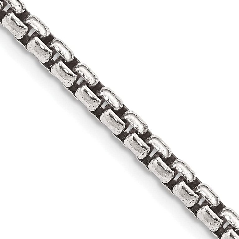 925 Sterling Silver Box Rhodium Adjustable 1mm Chain, Silver