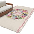 thumbnail image 2 of Rectangle Area Rug 4x6ft, Spring Rose Daisy Hydrangea Non-Shedding Washable Area Rug, Easter Colorful Egg Retro Linen Non Slip Low-Profile Rugs for Living Room, Bedroom Dining Room, 2 of 9