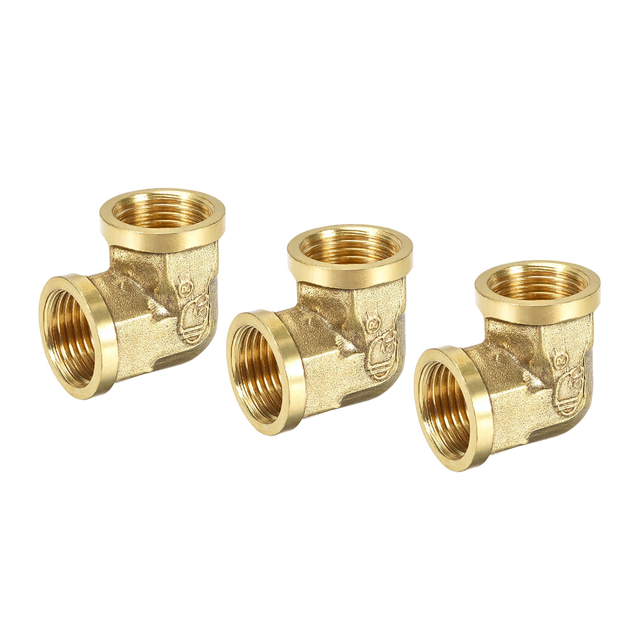 Brass Pipe Fitting,90 Degree Elbow,1/2 PT Female x 1/2 PT Female 3pcs