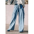 thumbnail image 5 of Plusashion Sky Blue High Waist Cargo Jeans - Comfortable Wide Leg Fit, 5 of 8