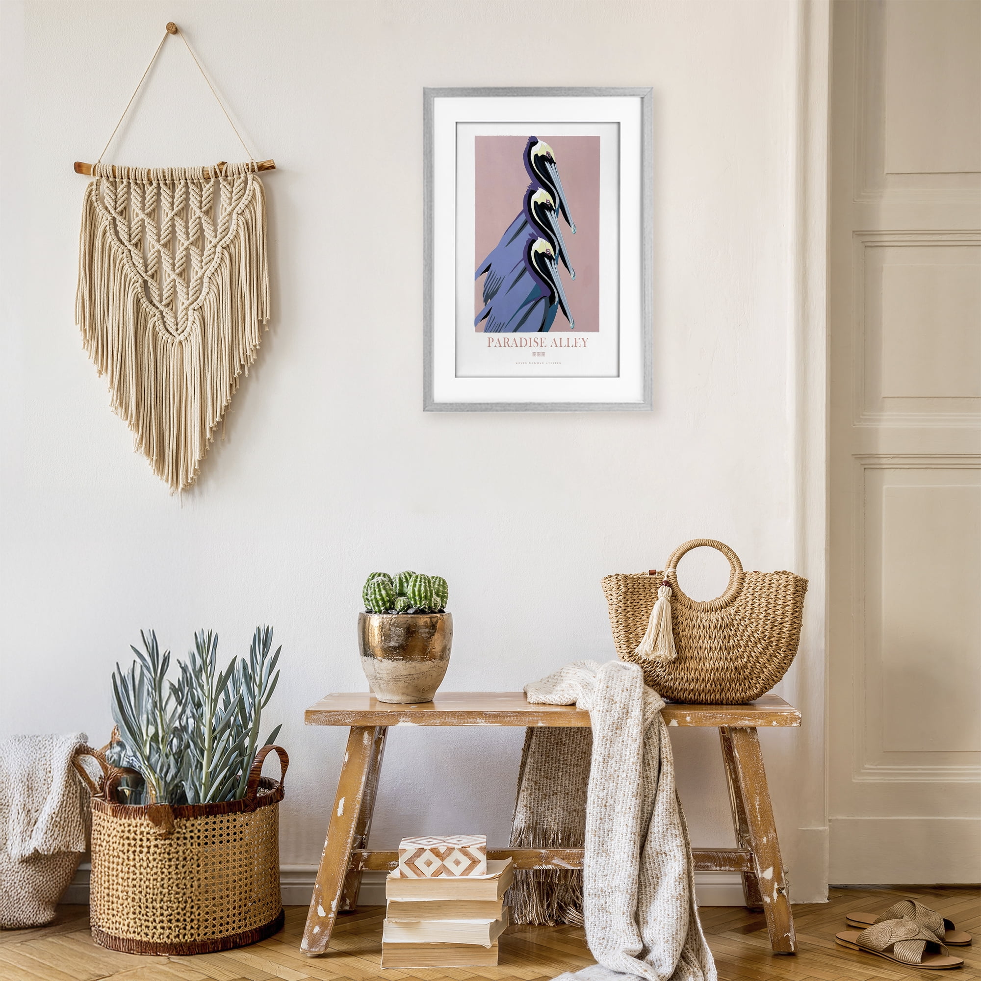 Stupell Industries Paradise Alley Pelican Trio Gray Framed Print Under Glass, design by Jadei Graphics