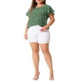 thumbnail image 2 of Agnes Orinda Women's Plus Size Retro Ditsy Floral Short Sleeve Round Neck Blouses, 2 of 5