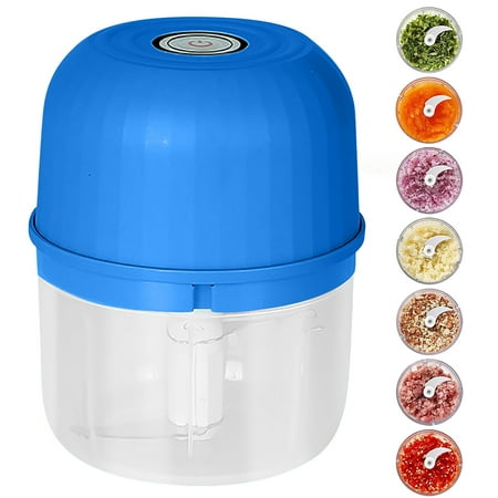 USB Rechargeable Electric Garlic Chopper - Mini Garlic Grinder & Mincer for Kitchen - 260mL Stainless Steel Blade Food Processor for Garlic Puree, Paste, Powder - Type-C Charging Small Appliance