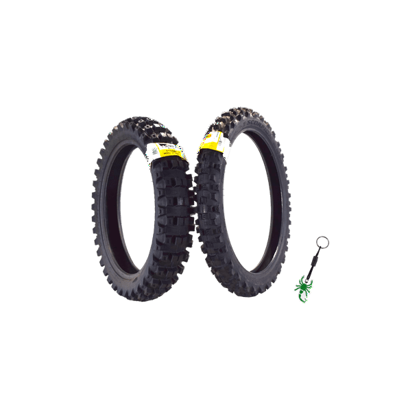 Pirelli Scorpion MX 32 Mid Hard Front 80/100-21 & Rear 110/90-19 Dirt Bike Tires with Keychain - Two Pack