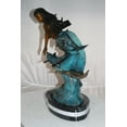 thumbnail image 2 of Mermaid with Dolphin & Turtle Bronze Statue, Stunning Home Garden Ocean Sculpture, Elegant Decorative Piece for Outdoor & Indoor Decor, 19"L x 9"W x 22"H, 2 of 13