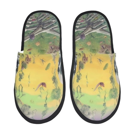 Balery Flower Butterfly Skull Couple Slient Indoor Furry Fleece Comfort House Shoes Soft Non-Slip Home Shoes Cotton slippers House Slippers-- Medium