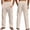 Khaki, variant on Men's Linen-Blend Cargo Pants, Elastic Drawstring Waist, Multi Pockets, Loose Fit Casual Trousers Coffee L