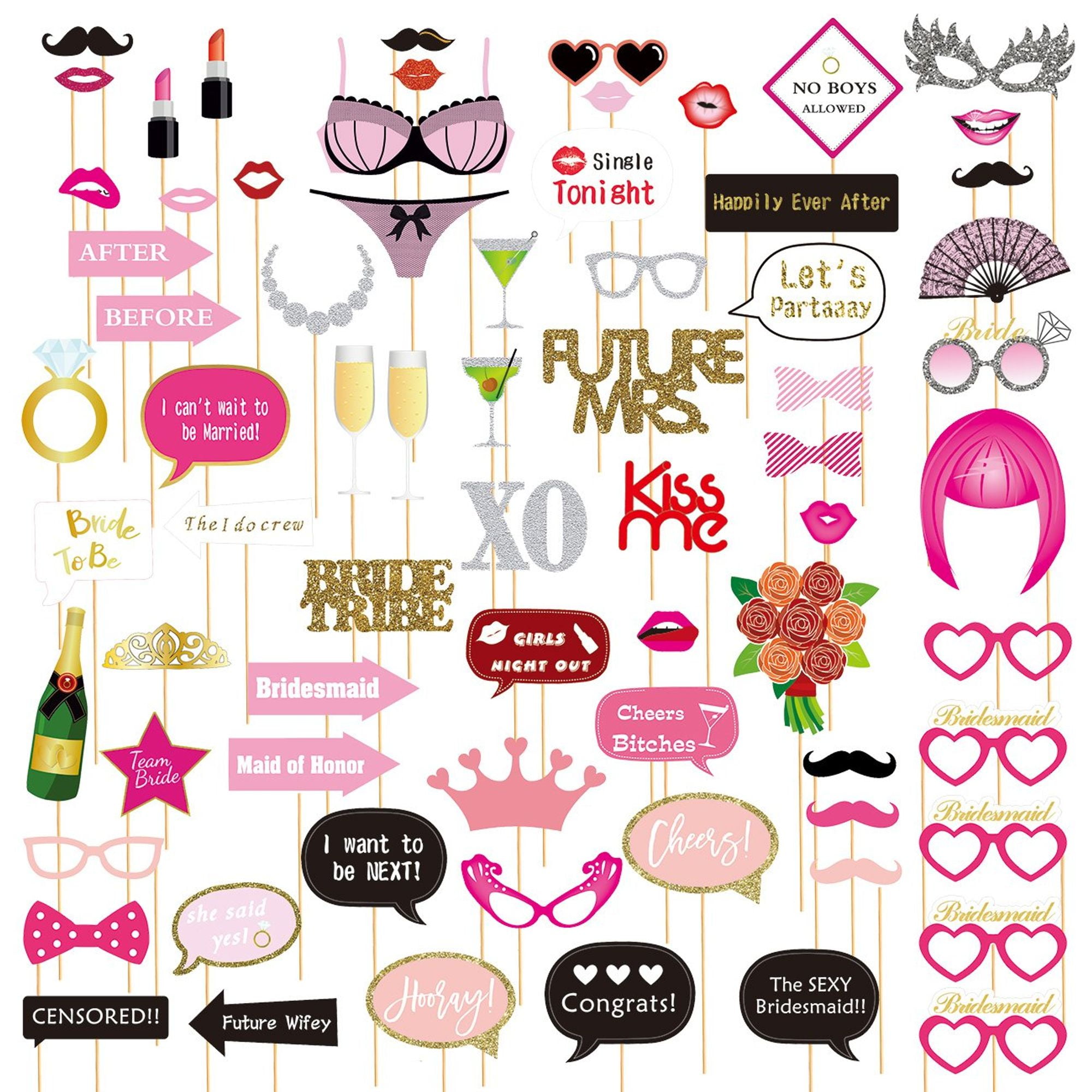 72Pack Bachelorette Party Photo Booth Props Bridal Party Props