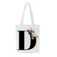 thumbnail image 1 of Bolsa de asas con inicial personalizada Regalo de acuarela floral para su carta Bolsa de tela Wmkox8yii HFSH56, 1 of 1