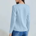 thumbnail image 4 of Tops for Women Casual Long Sleeve V-Neck Solid Blouse Light Blue S, 4 of 5