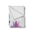 thumbnail image 2 of Feminine Soft Flannel Fleece Throw Blanket, Girl's Silhouette with Flowers on Her Hair Floral Ornaments Spa Art, Cozy Plush for Indoor and Outdoor Use, 70" x 90", Purple Blue, by Ambesonne, 2 of 6