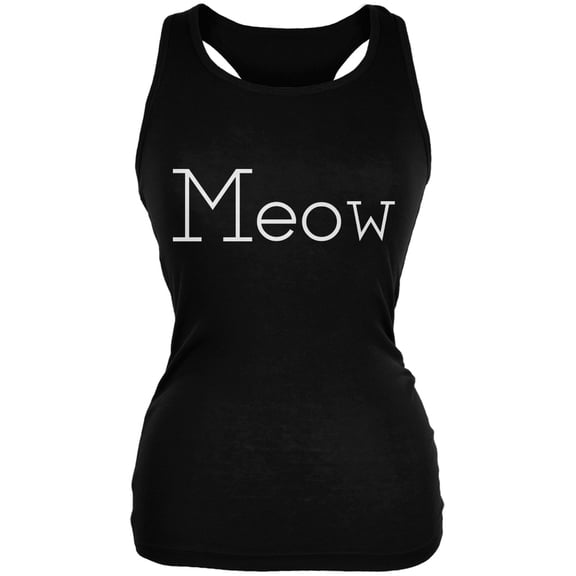 Meow Black Juniors Soft Tank Top - Large