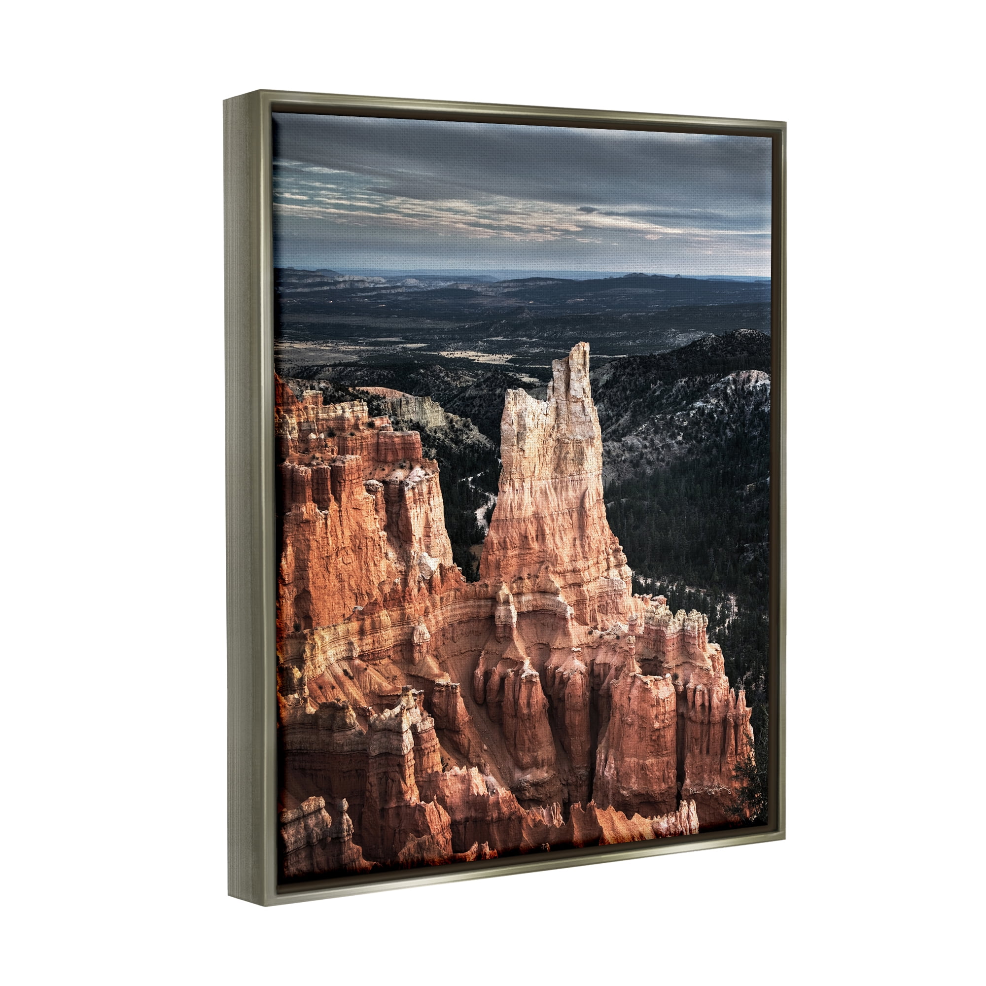 Stupell Industries Canyon Butte Photography Landscape Photography Gray Floater Framed Canvas Art Print Wall Art, 25 x 31