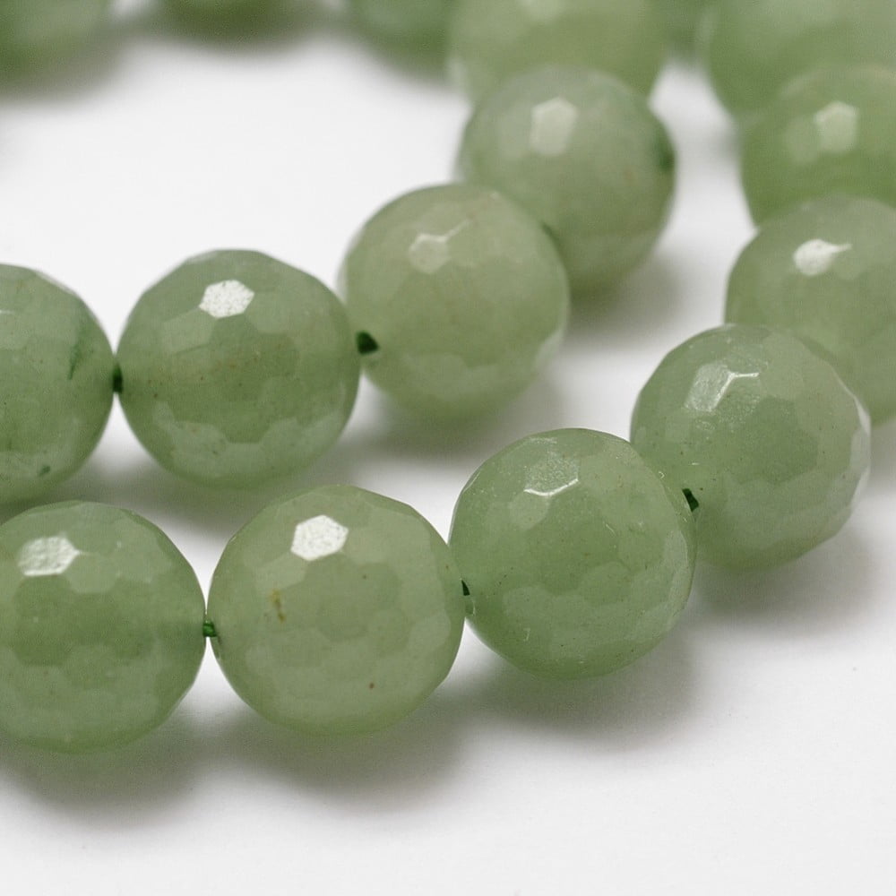 Natural Green Aventurine Beads Strands Faceted Round 8mm Hole: 1mm 44pcs/strand 14.9 inch~15.1 inch
