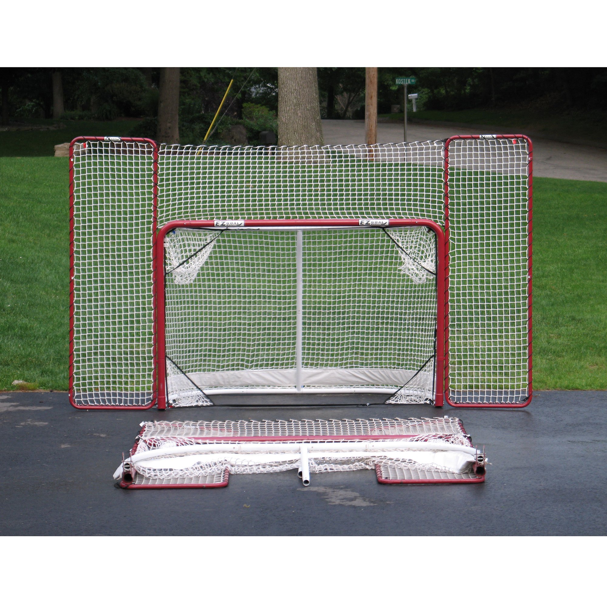 EZ Goal Hockey Net Goal with Backstop Targets Steel Portable Folding