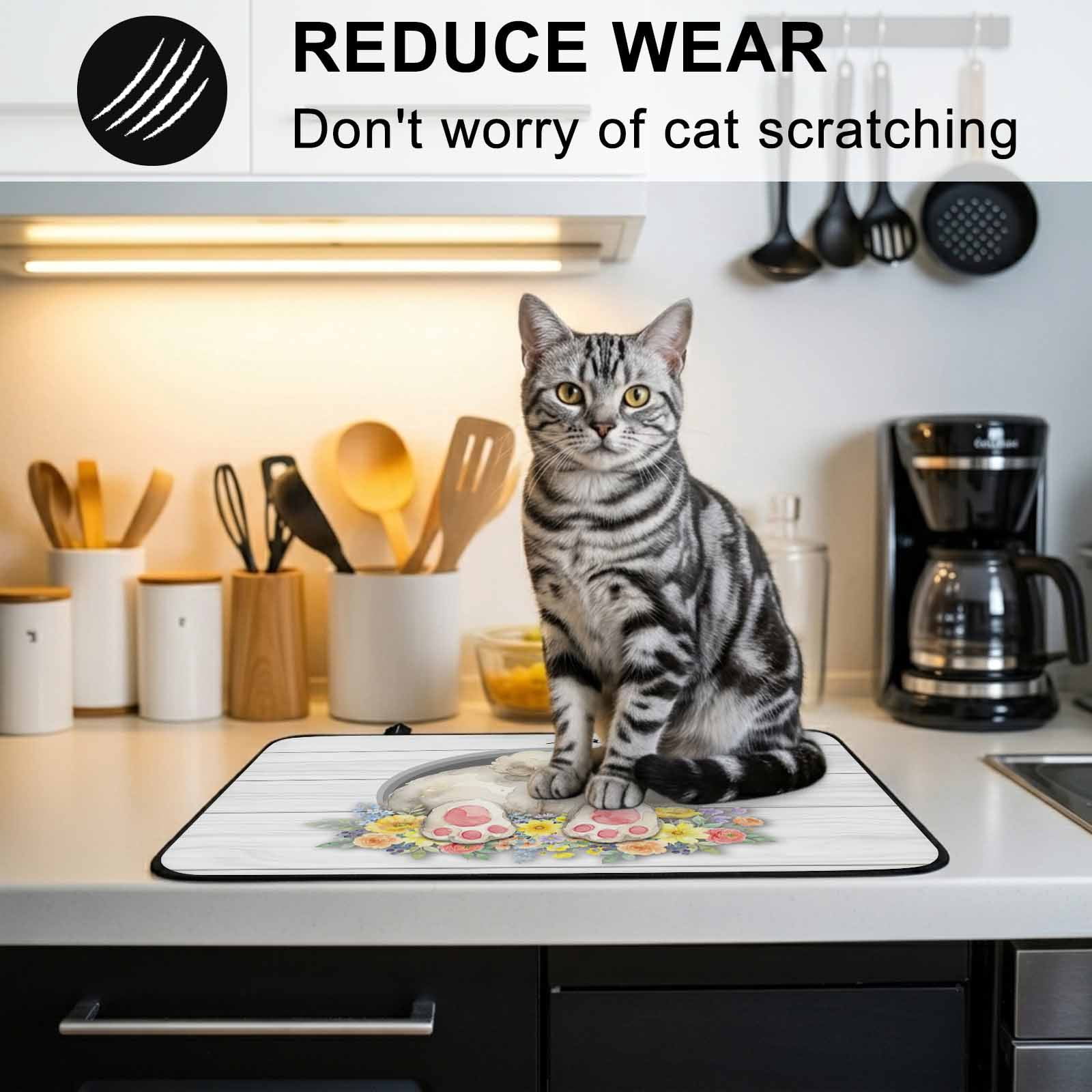 Easter Bunny Stove Top Cover for Electric Stove, Heat-proof & Non Slip Glass Top Stove Cover Protector, 3D Optical Illusion Farmhouse Flower Wood Grain Kitchen Flat Cooktop Rubber Mat 24x21 Inches