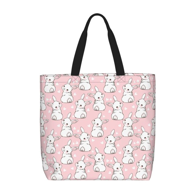 Balery Cute Rabbit Bolsa de Mano para Mujeres con Cremallera, Bolsa de Gimnasio con Compartimentos, Bolsa para Laptop, Bolsa para Trabajo