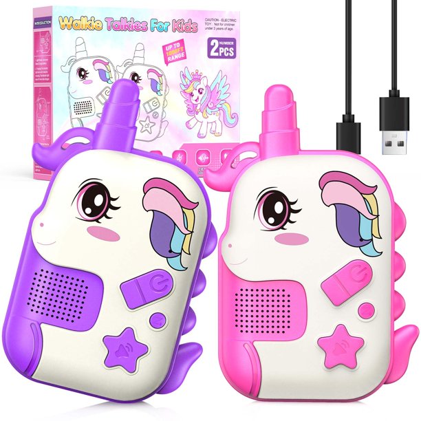 Walkie Talkies ComedyFun, unicornio recargable, para niñas de 3 a 8 años