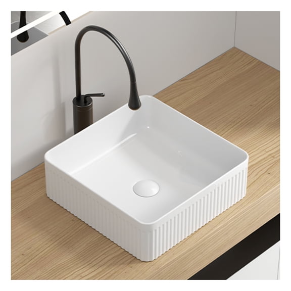 Vessel Sink Rectangle Bathroom Sink Rectangular White Vessel Sink 15" x 15" Porcelain Ceramic Vessel Vanity Sink Art Basin