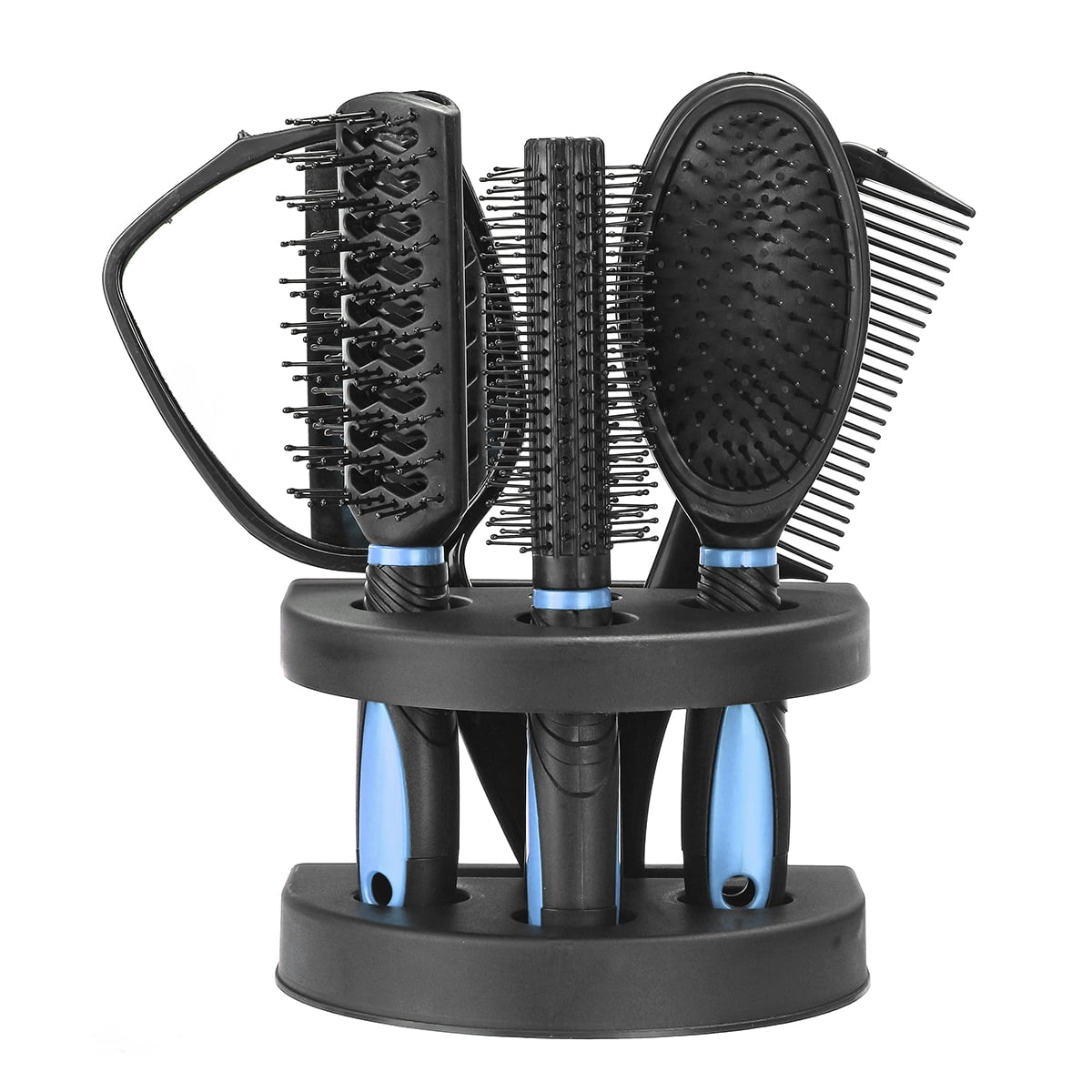 5pcs Hair Brush Comb Holder Mirror Set Stand Massage Head Ladies Women
