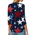 thumbnail image 4 of 250th Anniversary USA Shirts Women 3/4 Sleeve Tshirts Casual American Flag Print Tops 4th of July Celebration Party Pullover Independence Day Patriotic Round Neck Blouses Black XL, 4 of 4