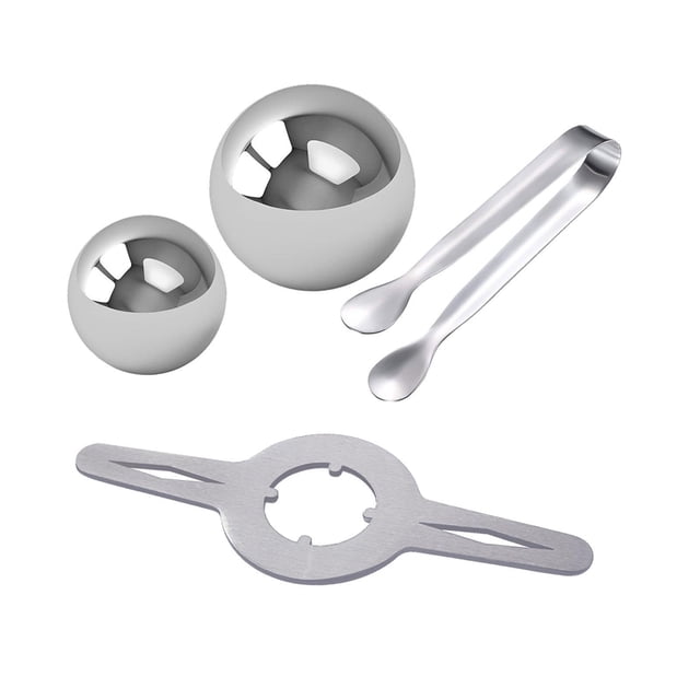 Estante para bolas de hielo para café, Bola de enfriamiento para Espresso, utensilios de cocina, soporte para bolas de hielo y conjunto con rizador, 2 bolas