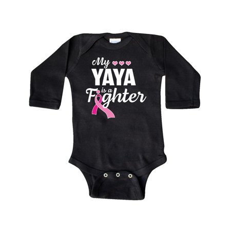 

Inktastic Breast Cancer Awareness My Yaya is a Fighter Gift Baby Boy or Baby Girl Long Sleeve Bodysuit