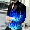 thumbnail image 1 of Camisa de hombre con solapa de manga larga morada para fiesta, reunión, moda, elegante, impresión HD, tela suave y cómoda, nueva oferta 2024, 1 of 6