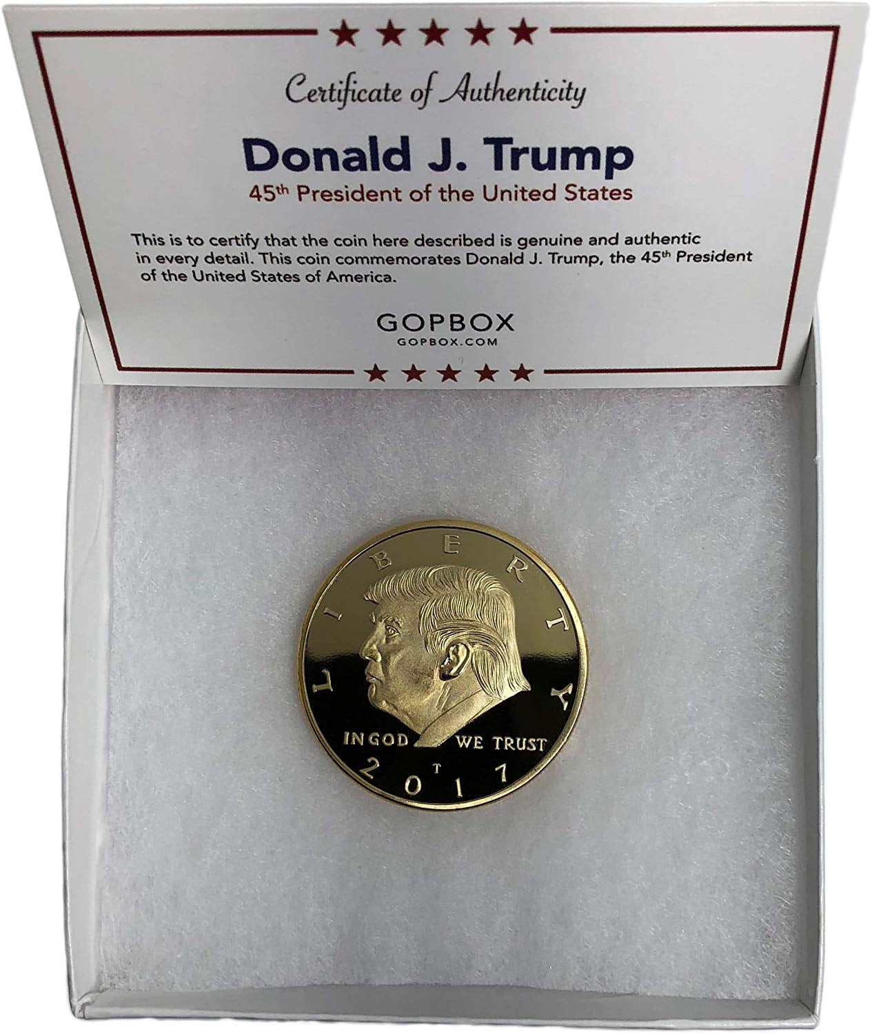 Donald Trump Gold Coin, Gold Plated Collectable Coin and Case Included,  45th President, Certificate of Authenticity Official
