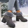 thumbnail image 6 of PiGOGI Short Barrel Boots for Women - Side Zipper Thick Heel Fall Winter Fashion Comfortable Chunky Sole Shoes Dark Gray 43, 6 of 6