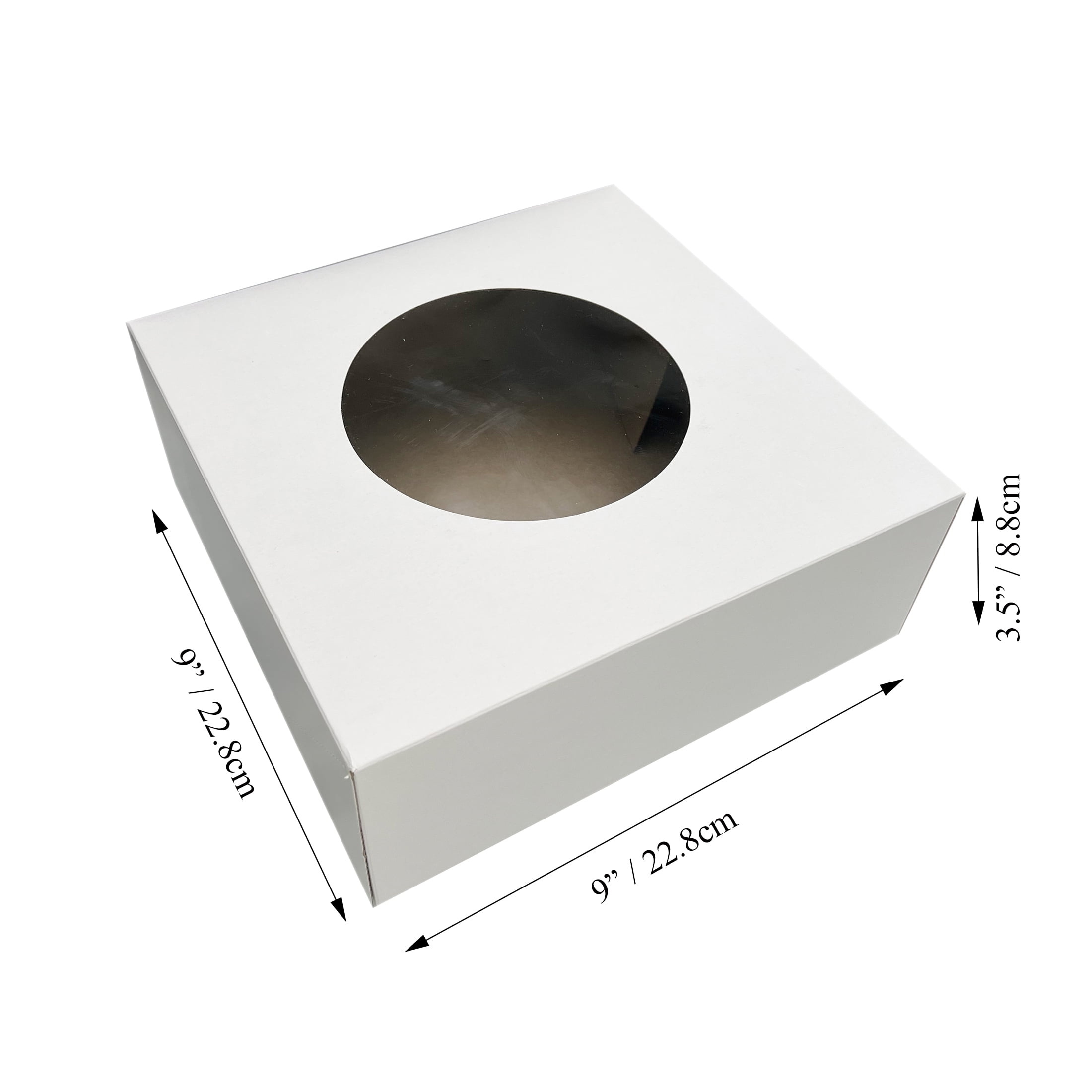 9" x 9 " x 3.5" White Pie Box with Window, By Way To Celebrate