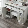 thumbnail image 2 of JBLCC Vanity Set with 10 Light Bulbs, Makeup Table with Cushioned Stool, 6 Storage Shelves 3 Drawers, Dressing Table Dresser Desk for Women, Girls, Bedroom, White, 2 of 10
