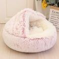thumbnail image 2 of Pet Dog Cat Calming Bed for Indoor Cats Round Plush Kitten Warm Sleeping Nest Bed Cat Igloo Cave House, 2 of 7