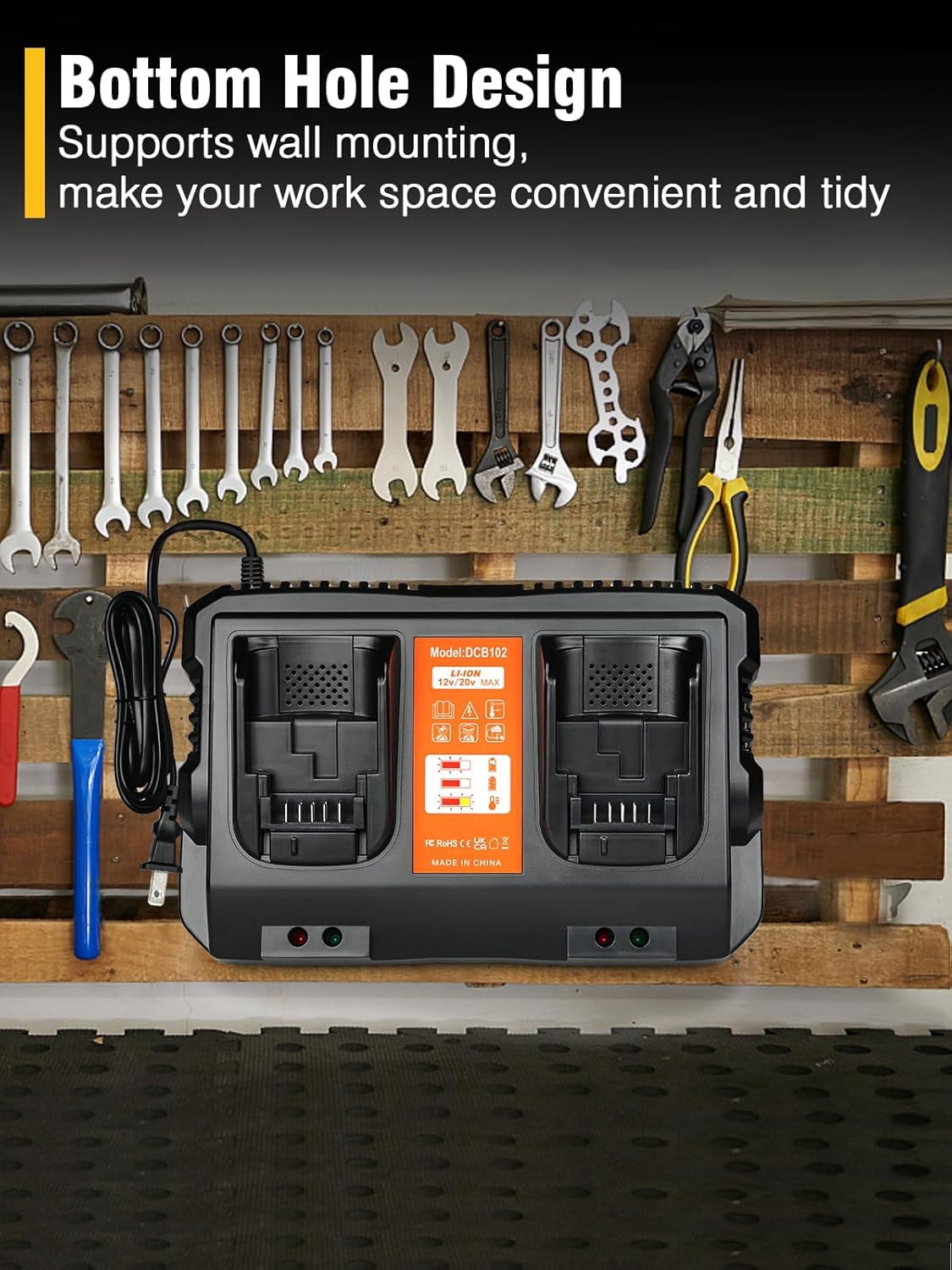 Abeden DCB102 Dual-Ports Battery Charger Compatible DeWalt 12V 20V Max Lithium Battery