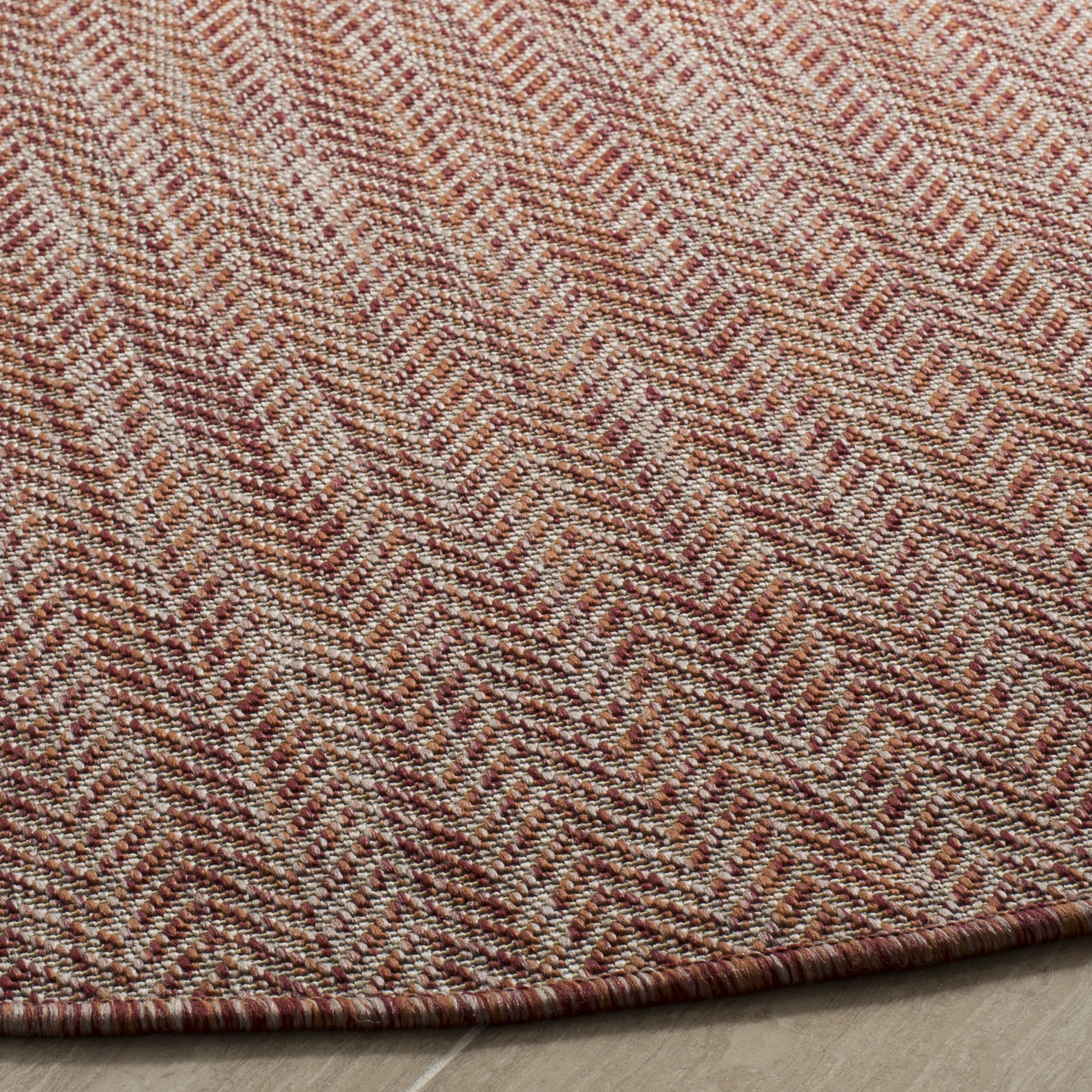 Safavieh Courtyard Blazhe Chevron Indoor/Outdoor Area Rug, Red/Beige, 10' x 10' Round