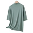 thumbnail image 5 of LangJing Womens Pajama Tops Short Sleeve Plus Size Loose Fit T Shirts High Neck Summer Spring Tops 2026 Basic Casual Sleepwear Green,XXXL, 5 of 6
