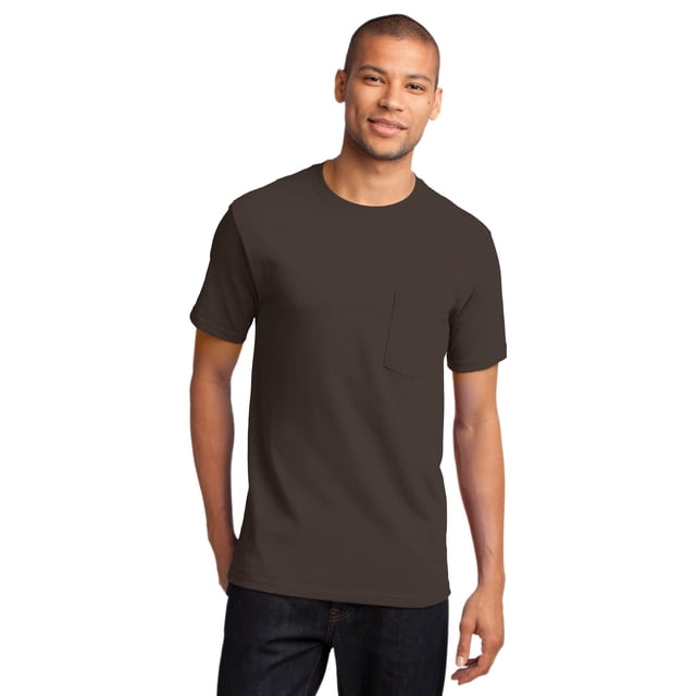 Camiseta alta esencial con bolsillo Puerto & Compañía PC61PT Marrón 3XLT